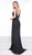 Colors Couture - J099 Embellished Deep V-neck Trumpet Dress In Black