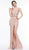 Colors Couture - J099 Embellished Deep V-neck Trumpet Dress In Pink