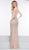 Colors Couture - J102 Embellished Plunging V-neck Sheath Dress In Neutral