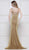 Colors Couture - J103 Beaded Plunging V-neck Jersey Trumpet Dress In Gold