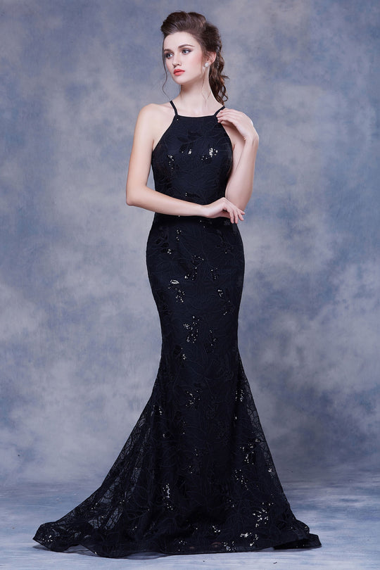 Jadore - J13076 Lace Sequin Embellished Mermaid Gown In Black