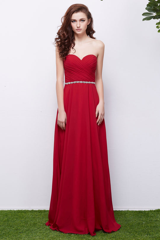 Jadore - J13078 Ruched Sweetheart A-Line Evening Dress In Red