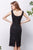 Jadore - J13085 Embellished Plunging V-neck Mikado A-line Dress In Black