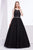 Jadore - J14001 Embellished Plunging V-neck Mikado A-line Dress In Black
