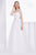 Jadore - J14004 Embellished Plunging V-neck Mikado A-line Dress In White
