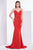 Jadore - J14005 Embellished Plunging V-neck Mikado A-line Dress In Red