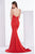 Jadore - J14005 Embellished Plunging V-neck Mikado A-line Dress In Red