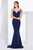 Jadore - J14005 Embellished Plunging V-neck Mikado A-line Dress In Blue