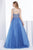 Jadore - J14006 Embellished Plunging V-neck Mikado A-line Dress In Blue