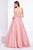 Jadore - J14007 Embellished Plunging V-neck Mikado A-line Dress In Pink