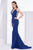 Jadore - J14010 Embellished Plunging V-neck Mikado A-line Dress In Blue