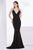 Jadore - J14010 Embellished Plunging V-neck Mikado A-line Dress In Black