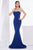 Jadore - J14012 Embellished Plunging V-neck Mikado A-line Dress In Blue
