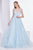 Jadore - J14014 Embellished Plunging V-neck Mikado A-line Dress In Blue