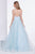 Jadore - J14014 Embellished Plunging V-neck Mikado A-line Dress In Blue