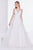 Jadore - J14014 Embellished Plunging V-neck Mikado A-line Dress In White