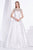 Jadore - J14017 Embellished Plunging V-neck Mikado A-line Dress In White