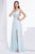 Jadore - J14018 Embellished Plunging V-neck Mikado A-line Dress In Green