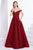 Jadore - J14023 Embellished Plunging V-neck Mikado A-line Dress In Red