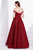 Jadore - J14023 Embellished Plunging V-neck Mikado A-line Dress In Red