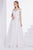 Jadore - J14023 Embellished Plunging V-neck Mikado A-line Dress In White
