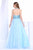 Jadore - J14025 Embellished Plunging V-neck Mikado A-line Dress In Blue