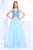 Jadore - J14025 Embellished Plunging V-neck Mikado A-line Dress In Blue