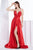 Jadore - J14027 Embellished Plunging V-neck Mikado A-line Dress In Red