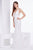 Jadore - J14028 Embellished Plunging V-neck Mikado A-line Dress In White