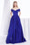 Jadore - J14029 Embellished Plunging V-neck Mikado A-line Dress In Blue
