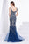 Jadore - J14030 Embellished Plunging V-neck Mikado A-line Dress In Blue