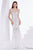 Jadore - J14030 Embellished Plunging V-neck Mikado A-line Dress In White