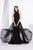 Jadore - J14031 Embellished Plunging V-neck Mikado A-line Dress In Black