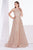 Jadore - J14031 Embellished Plunging V-neck Mikado A-line Dress In Nude