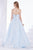 Jadore - J14035 Embellished Plunging V-neck Mikado A-line Dress In Blue