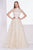 Jadore - J14036 Embellished Plunging V-neck Mikado A-line Dress In Nude
