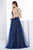 Jadore - J14041 Embellished Plunging V-neck Mikado A-line Dress In Blue