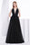 Jadore - J14041 Embellished Plunging V-neck Mikado A-line Dress In Black