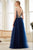 Jadore - J14042 Embellished Plunging V-neck Mikado A-line Dress In Blue