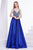 Jadore - J14044 Embellished Plunging V-neck Mikado A-line Dress In Blue