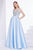 Jadore - J14044 Embellished Plunging V-neck Mikado A-line Dress In Blue