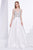 Jadore - J14044 Embellished Plunging V-neck Mikado A-line Dress In White