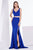 Jadore - J14046 Two Piece V-neck Satin Crepe Trumpet Dress In Blue