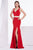 Jadore - J14046 Two Piece V-neck Satin Crepe Trumpet Dress In Red