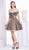 Jadore - J14074 Ruched Off-Shoulder Cocktail Dress In Brown