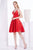 Jadore - J14094 Deep V-neck Silky Satin A-line Dress In Red