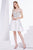 Jadore - J14096 Beaded Deep V-neck Mikado A-line Dress In White