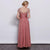 Jadore - J3053 Jeweled Short Sleeve Crisscross Long Dress In Pink