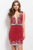 31016 Beaded Plunging Neck Cocktail Dress