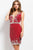 31016 Beaded Plunging Neck Cocktail Dress